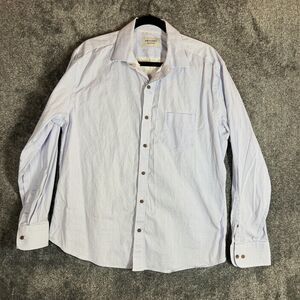 Twillory Shirt Mens L-XL Blue Diamond Print Untuckable Tailored Fit Longsleeve